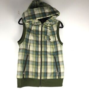 Burton Women’s Dryride Cotton Plaid Full Zip Vest Hoodie Size M.